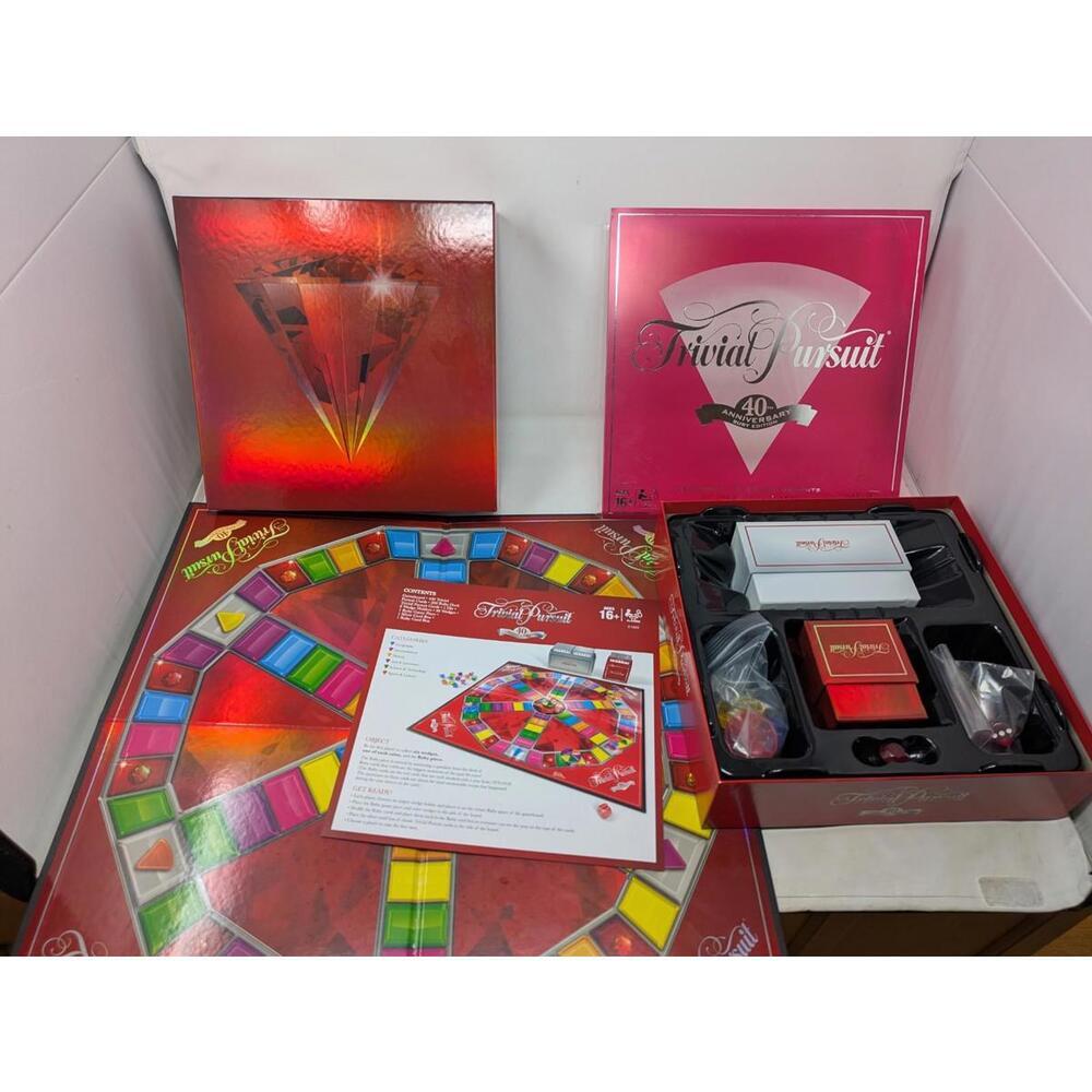 Hasbro Trivial Pursuit 40th Anniversary Ruby Edition Board Game 100% Complete!